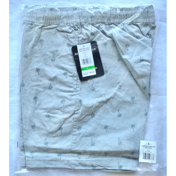 TRUNKS SURF & SWIM CO. NWT STRETCH CHINO PALM PULL-ON LIGHT DENIM SHORTS. SIZE L - Picture 7 of 7